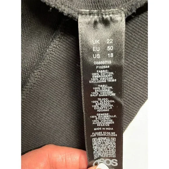 ASOS DESIGN Curve NWT Boyfriend Black LONG Pullover cardigan embroidered size 18 - Picture 11 of 11